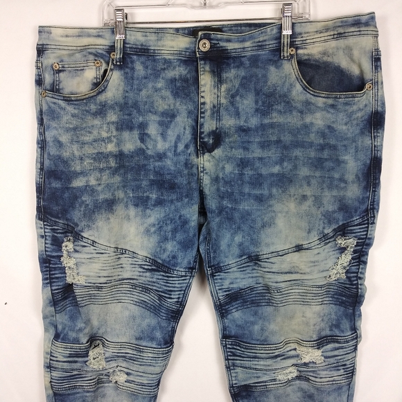 Bleeker And Mercer Jeans Men's Distressed Acid Washed Size 44 x 32 Hip Hop - Picture 2 of 7
